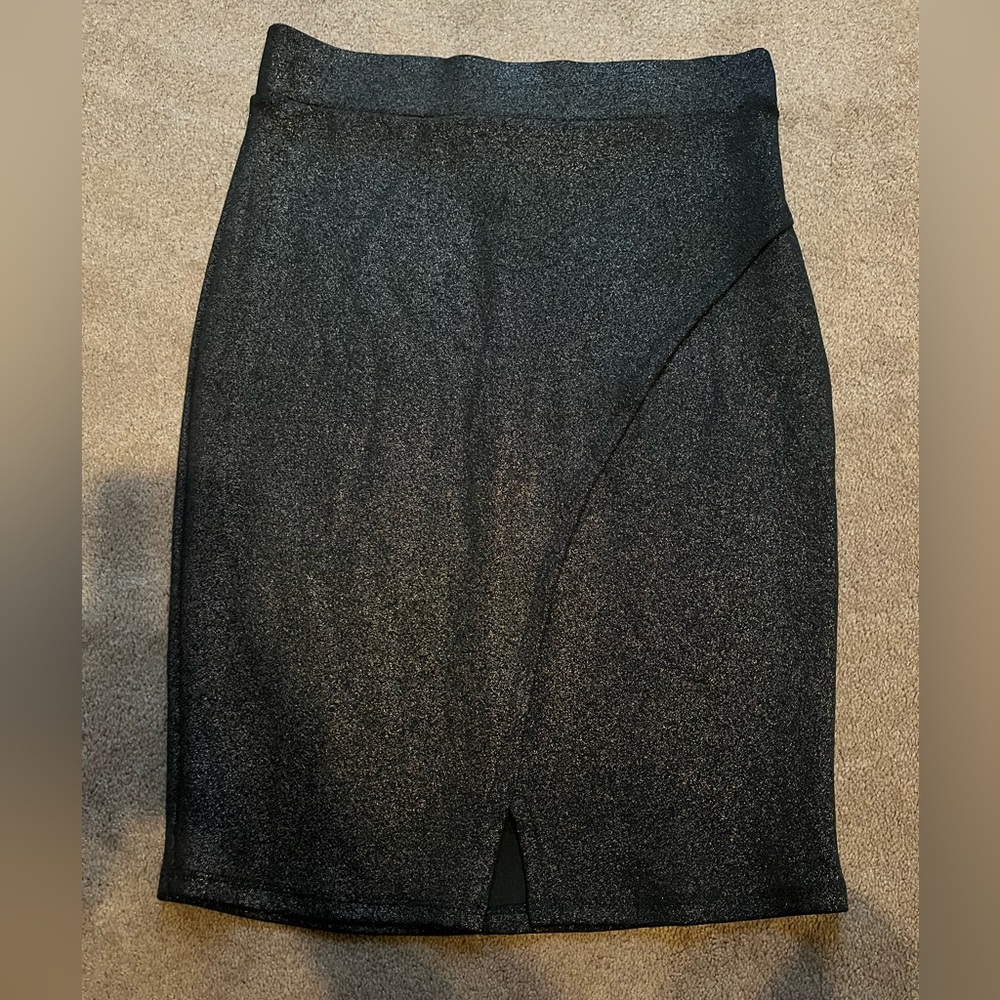 Charlotte Russe Shimmering Black Pencil Skirt